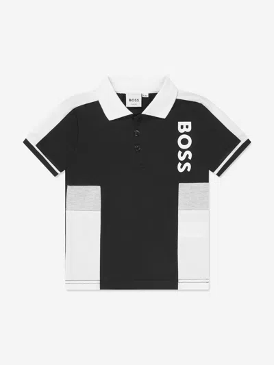 Hugo Boss Kids' Boys Colourblock Polo Shirt In Black