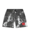 Hugo Boss Lightning-print Drawstring Bermuda Shorts In Black