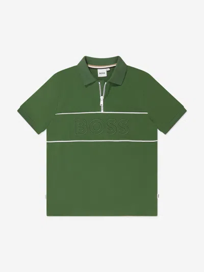 Hugo Boss Babies' Boys Embroidered Logo Polo Shirt In Green