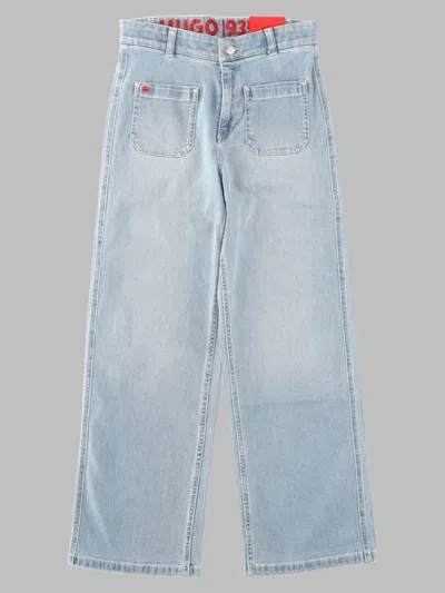 Hugo Boss Boys Grey Stretch Jean Pants In Blue