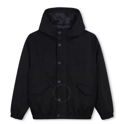 Hugo Boss Kids'  Boys Hooded Logo Print Jacket In Black