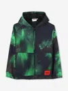 Hugo Boss Boys Hooded Windbreaker In Green
