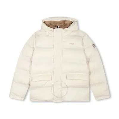 Hugo Boss Boys Logo-print Hooded Jacket In Sand
