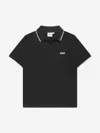 Hugo Boss Boss Boys Black Cotton Logo Polo Shirt In Black