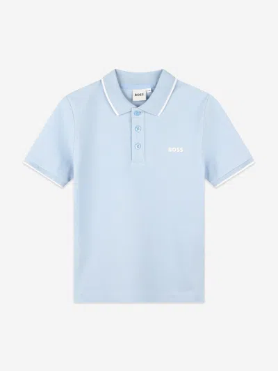 Hugo Boss Kids' Boys Logo Print Polo Shirt In Blue