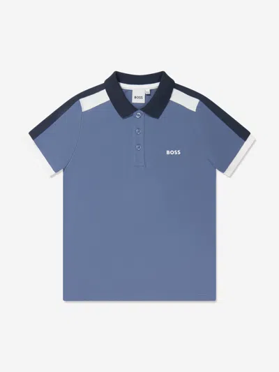 Hugo Boss Kids' Boys Logo Print Polo Shirt In Blue