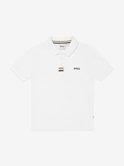 Hugo Boss Kids' Boys Logo Print Polo Shirt In White