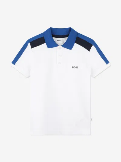 Hugo Boss Babies' Boys Logo Print Polo Shirt In White