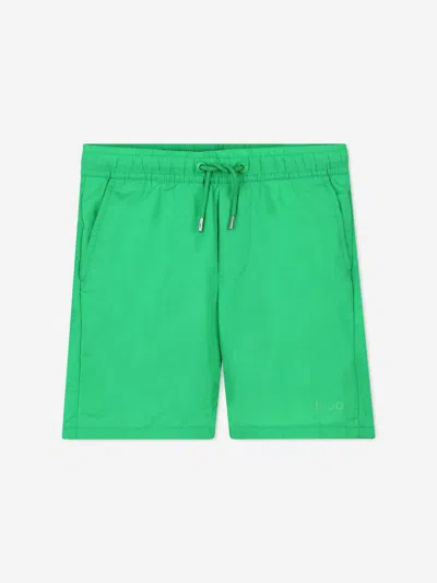 Hugo Boss Boys Logo Print Swim Shorts In Green