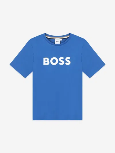 Hugo Boss Kids' Boys Logo Print T-shirt In Blue