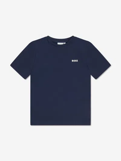 Hugo Boss Kids' Boys Logo Print T-shirt In Blue