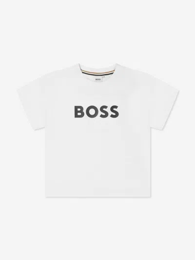 Hugo Boss Kids' Boys Logo Print T-shirt In White