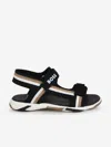 Hugo Boss Stripe-detail Touch-strap Sandals In Black
