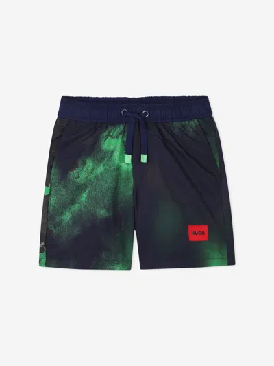 Hugo Boss Boys Logo Swim Shorts In Blue