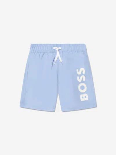 Hugo Boss Kids' Boys Logo Swim Shorts In Blue