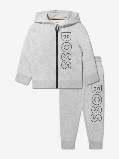 Hugo Boss Kids' Boys Logo Tracksuit In Grey
