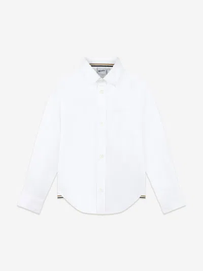 Hugo Boss Kids' Boys Long Sleeve Logo Shirt In White