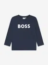 Hugo Boss Boys Long Sleeve Logo T-shirt In Blue
