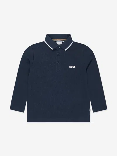 Hugo Boss Kids' Boys Long Sleeve Polo Shirt In Blue