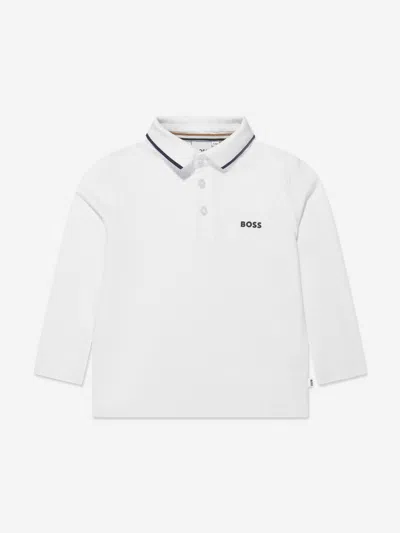 Hugo Boss Kids' Boys Long Sleeve Polo Shirt In White