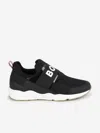 HUGO BOSS BOYS MESH AND LEATHER LOGO TRAINERS