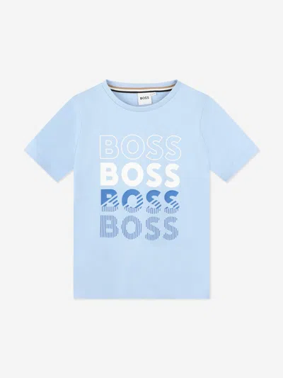 Hugo Boss Kids' Boys Multi Logo Print T-shirt In Blue