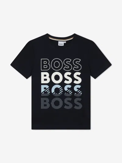Hugo Boss Babies' Boys Multi Logo Print T-shirt In Blue