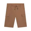 Hugo Boss Boys Patch-pocket Drawstring Shorts In Beige