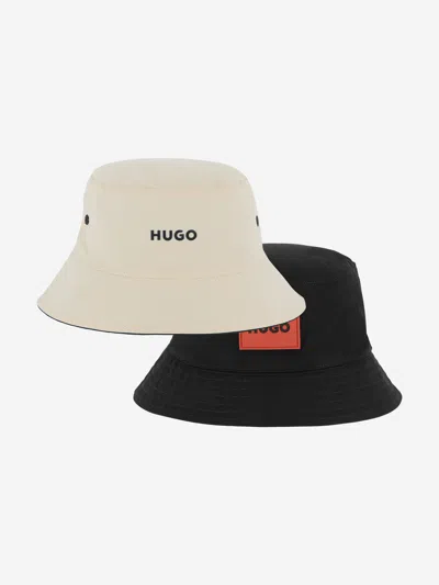 Hugo Boss Kids' Boys Reversible Bucket Hat In Black