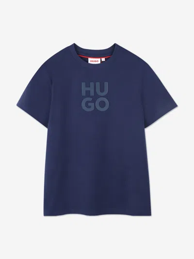 Hugo Boss Kids' Boys Stacked Logo T-shirt In Blue