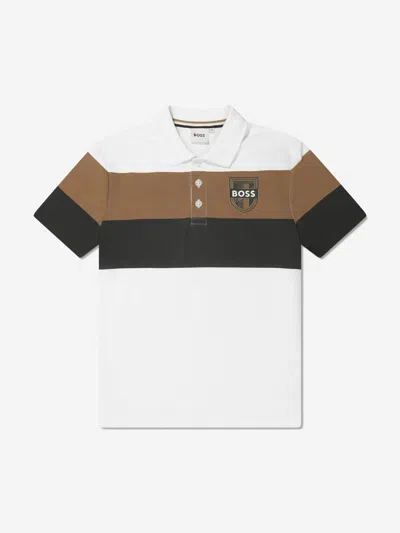 Hugo Boss Kids' Boss Boys Striped Polo Shirt In White ModeSens