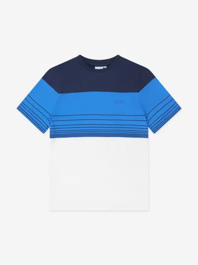 Hugo Boss Kids' Boys Striped T-shirt In Blue