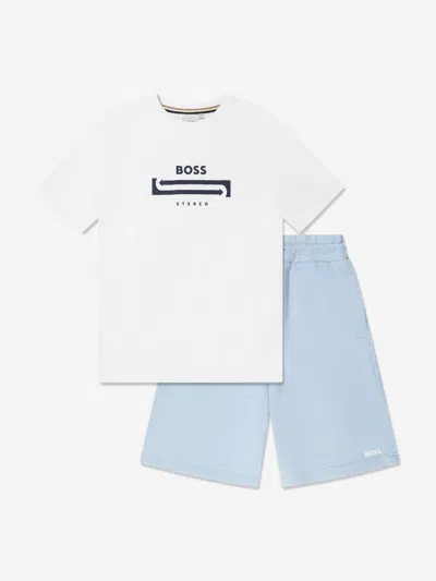 Hugo Boss Kids' Boys T-shirt And Shorts Set In White