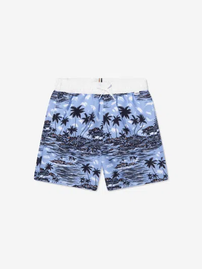 Hugo Boss Kids' Boys Tropical Print Swim Shorts In Blue
