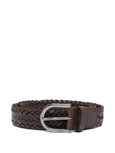 Hugo Boss Braided Belt In Black