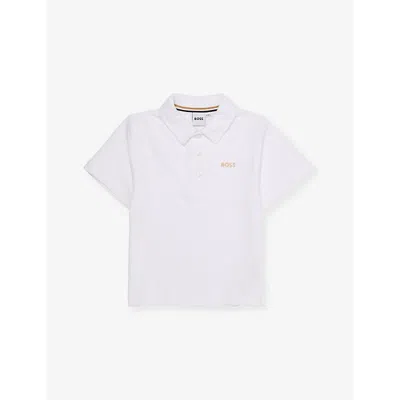 Hugo Boss Kids' Brand-embroidery Short-sleeves Cotton-jersey Polo Shirt 4-16 In White