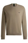 Hugo Boss Waffle Long Sleeve Tee In Light Pastel Green