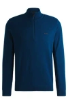 Hugo Boss Branded Zip-neck Sweater In Dry-flex Fabric In Blue