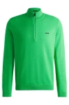 Hugo Boss Branded Zip-neck Sweater In Dry-flex Fabric In Green