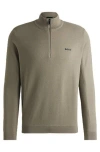 Hugo Boss Branded Zip-neck Sweater In Dry-flex Fabric In Gray