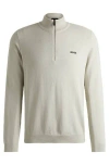 Hugo Boss Branded Zip-neck Sweater In Dry-flex Fabric In Neutral