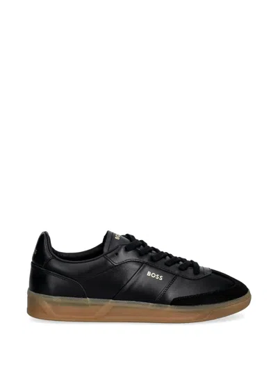 Hugo Boss Brenta Suede Panelled Sneakers In Black