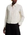Hugo Boss Boss Brielle 1 Monday Stripe Crop Button-up Shirt In Open White