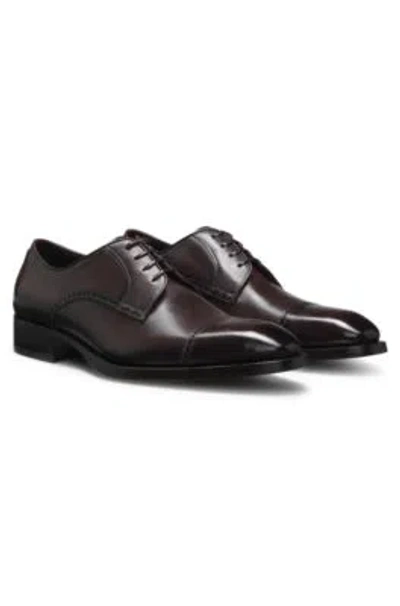 Hugo Boss Brogue-detail Derby Shoes In Leather In Multi