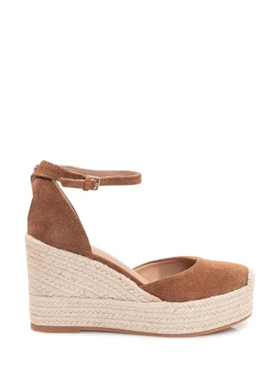 Hugo Boss Brown Ankle-strap Wedges In Animal Print