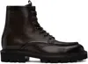 HUGO BOSS BROWN APRON TOE BOOTS