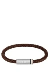 Hugo Boss Brown Braided-leather Cuff With Magnetic Logo Closure Men's Jewellery In Assorted-pre-pack