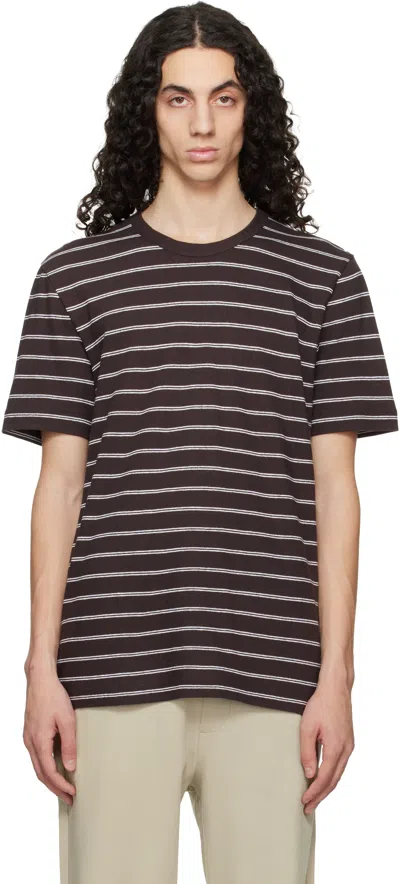 Hugo Boss Brown Cotton-linen Regular Fit T-shirt In Multi
