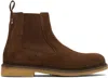Hugo Boss Elasticated-panel Suede Boots In Brown