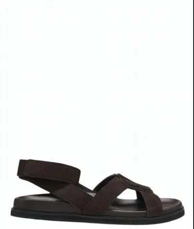 Hugo Boss Brown Freyah Suede Upper Sandal Shoes In Multi